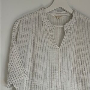 Eileen Fisher White and Black Striped Blouse